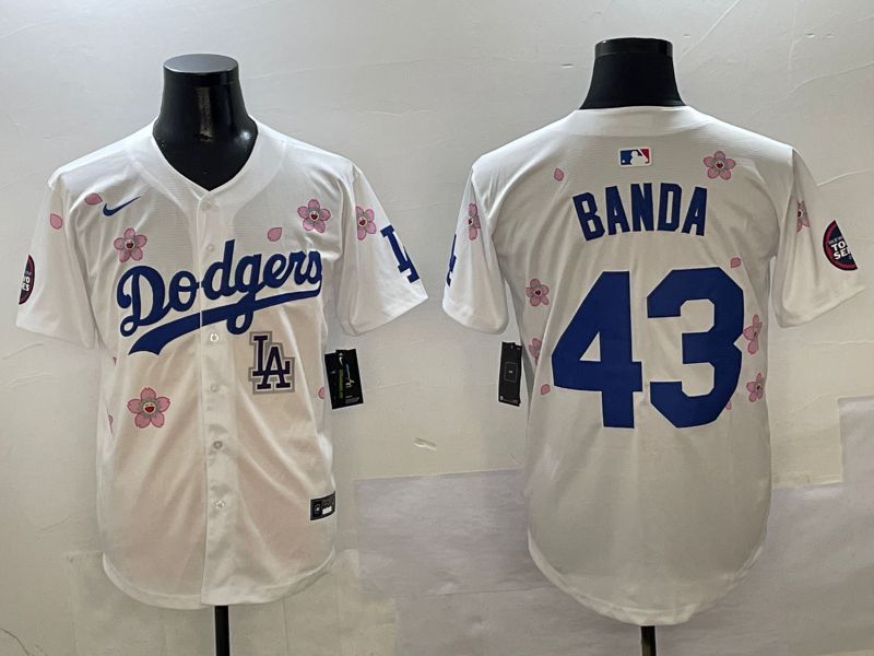 Men Los Angeles Dodgers #43 Banda White Sakura Edition 2025 Nike MLB Jersey style 9